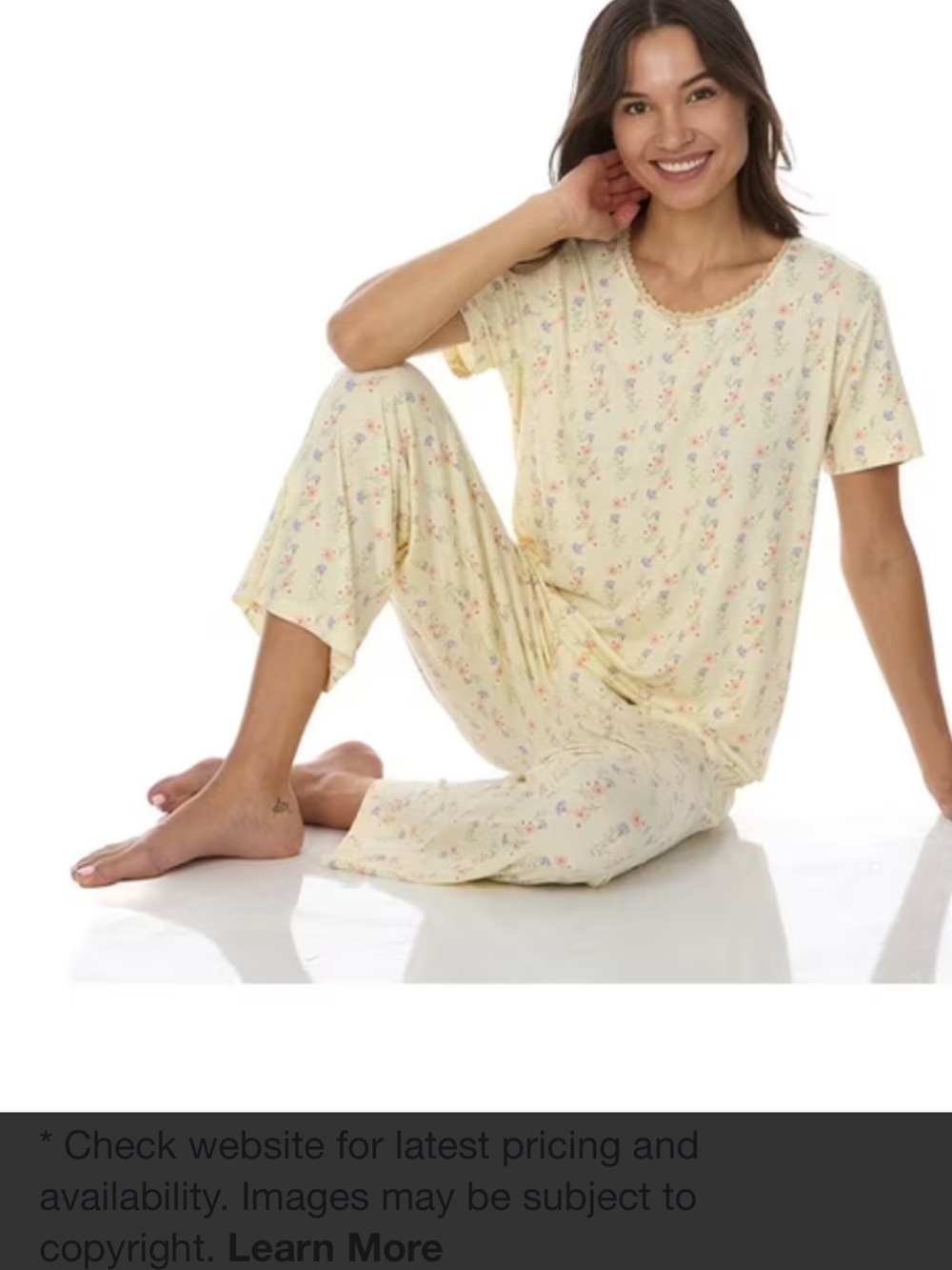 Flora Nikrooz Pale Yellow Floral Short Sleeve Pajama Set